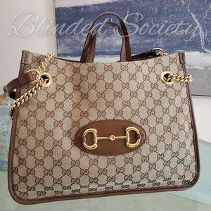 Gucci GG Supreme 1955 Medium Horsebit Chain Tote